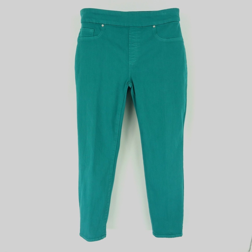 Chico's Ankle Jegging Womens Size 6 (0.5R) Deep Green Stretch Faux Front Pockets